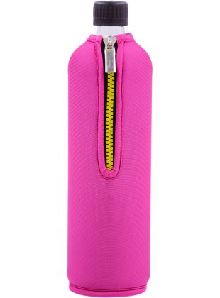 Doraplast Glasflasche mit Neoprenbezug pink 700ml